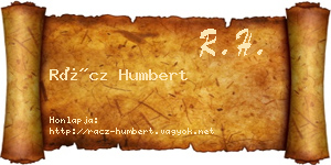 Rácz Humbert névjegykártya